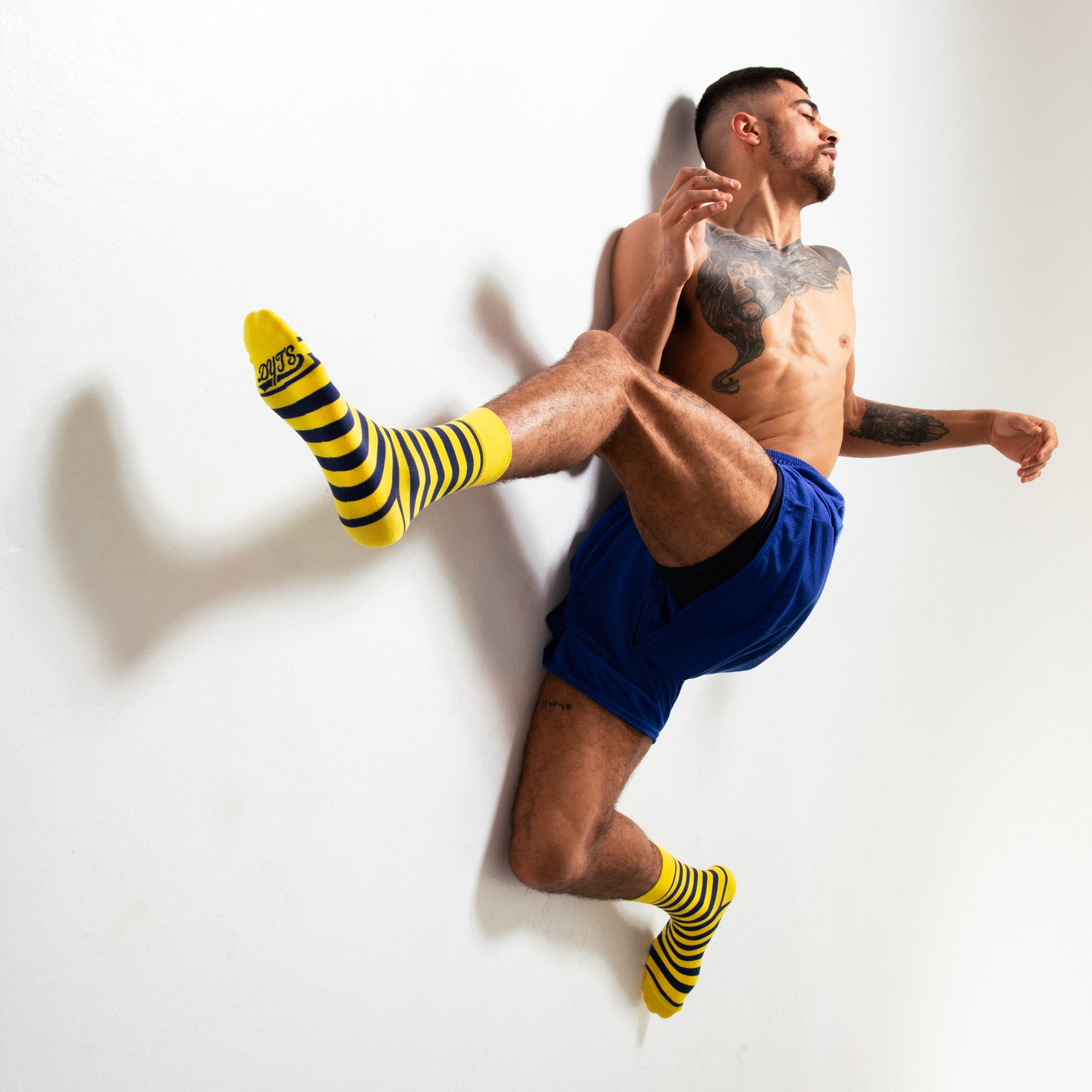 Yellow + Navy Striped Socks