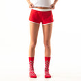 Load image into Gallery viewer, Scarlet + Grey Checkered Socks
