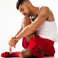 Load image into Gallery viewer, Red + Black Striped Socks
