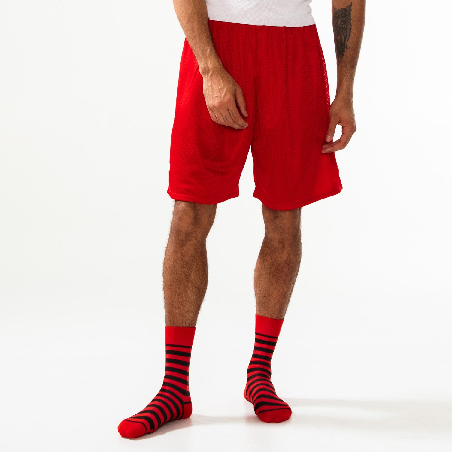 Red + Black Striped Socks