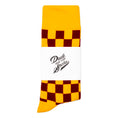 Load image into Gallery viewer, Burgundy + Gold Checkered Socks
