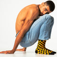 Load image into Gallery viewer, Black + Yellow Checkered Socks
