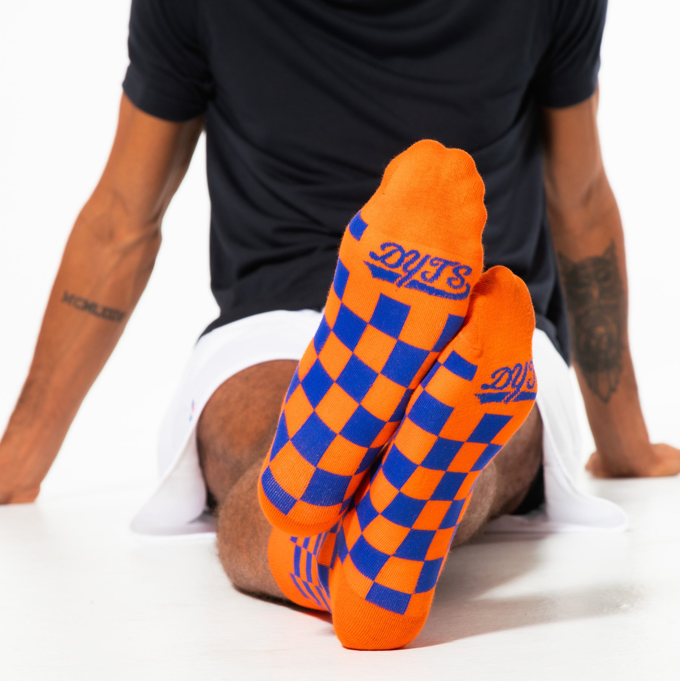 Orange + Blue Checkered Socks