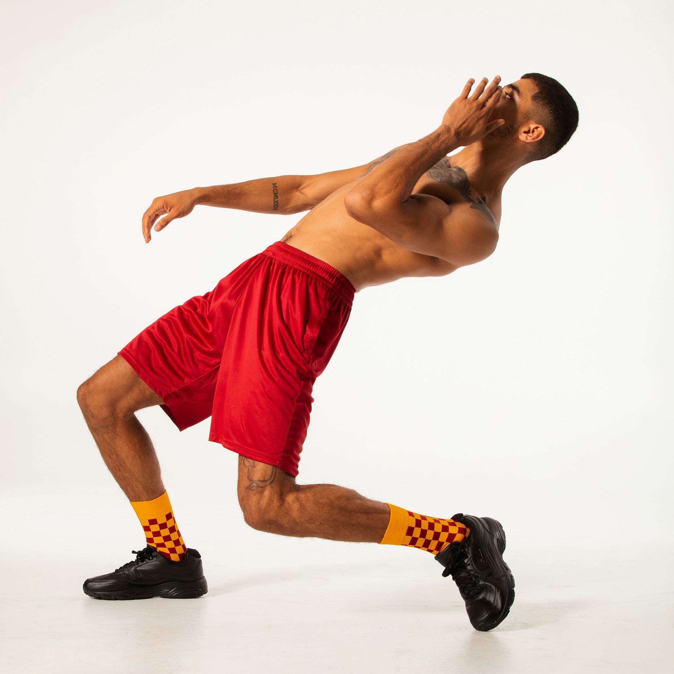 Burgundy + Gold Checkered Socks