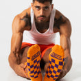 Load image into Gallery viewer, Orange + Purple Checkered Socks
