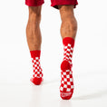 Load image into Gallery viewer, Red + White Checkered Socks
