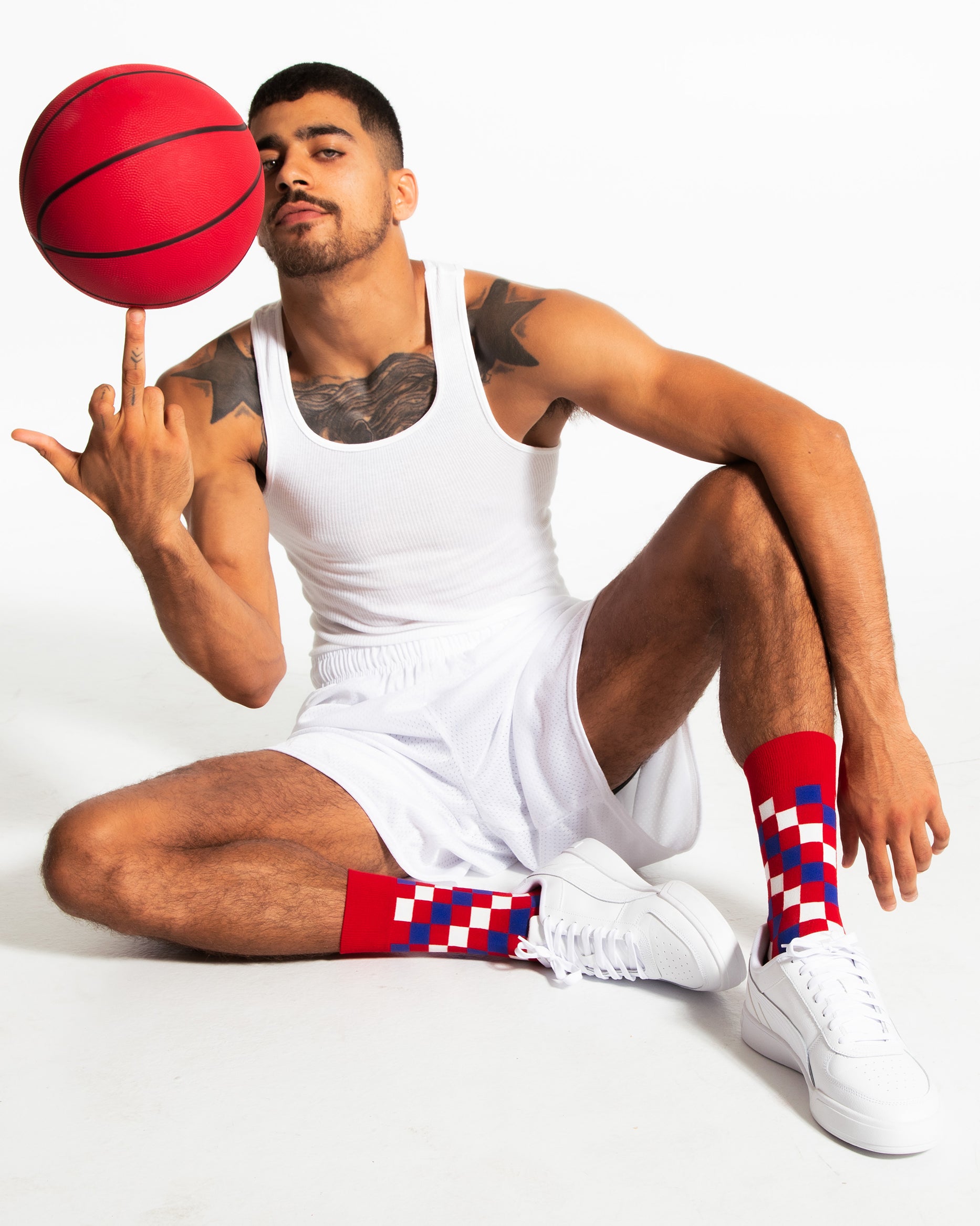 Red, White + Blue Checkered Socks