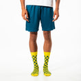 Load image into Gallery viewer, Yellow + Dark Green Checkered Socks
