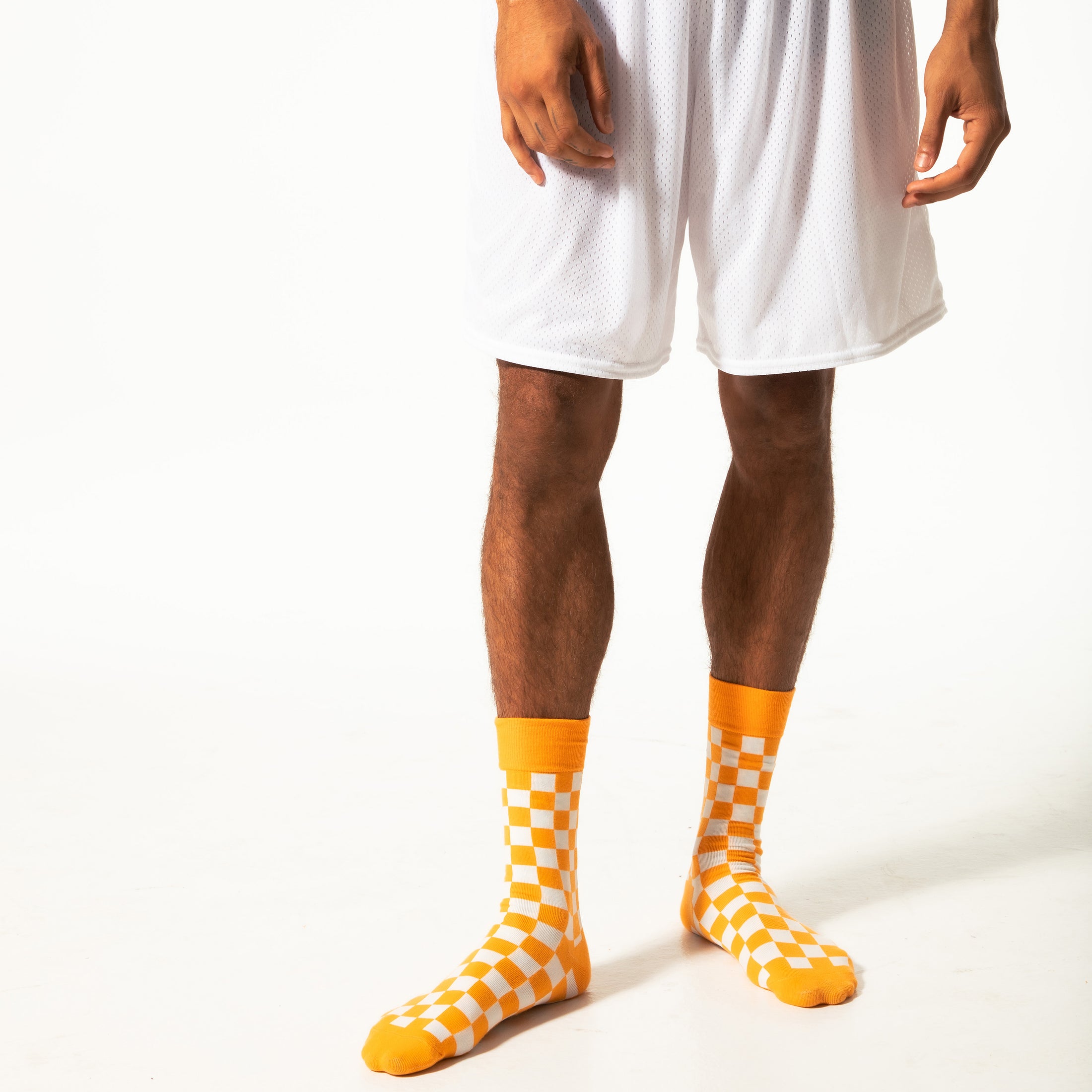 Gold + White Checkered Socks