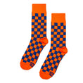 Load image into Gallery viewer, Orange + Blue Checkered Socks
