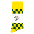 Load image into Gallery viewer, Yellow + Dark Green Checkered Socks
